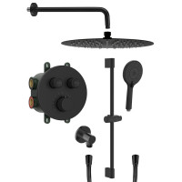 SMART SELECT podomítkový sprchový set s termostatickou baterií, 2 výstupy, posuvný držák sprchy, černá mat SMART SELECT podomítkový sprchový set s termostatickou baterií, 2 výstupy, posuvný držák sprchy, černá mat