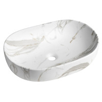 CALEO keramické umyvadlo na desku, 60x42cm, bianco carrara CALEO keramické umyvadlo na desku, 60x42cm, bianco carrara