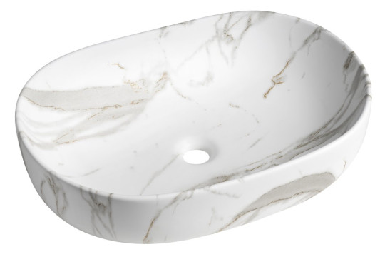 CALEO keramické umyvadlo na desku, 60x42cm, bianco carrara CALEO keramické umyvadlo na desku, 60x42cm, bianco carrara