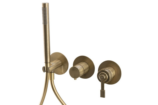 VERSI podomítková sprchová/vanová baterie s ruční sprchou, 2 výstupy, bronz VERSI podomítková sprchová/vanová baterie s ruční sprchou, 2 výstupy, bronz
