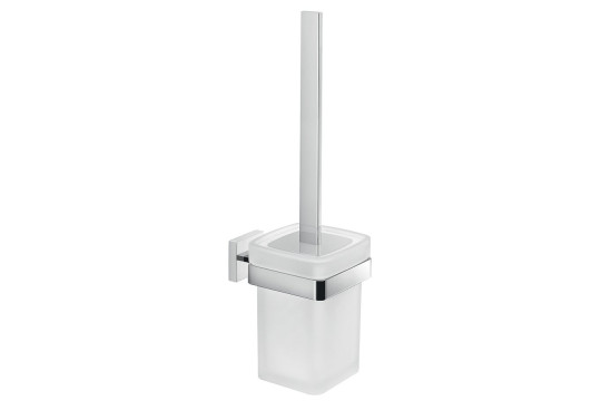 ELBA WC štětka závěsná, mléčné sklo, chrom