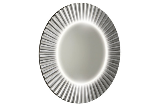 PRIDE kulaté zrcadlo s LED osvětlením v rámu ø 75cm, stříbrná