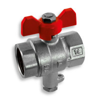 Kulový kohout 1/2" s vývodem pro připojení čidla - motýlek