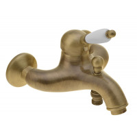 KIRKÉ WHITE nástěnná vanová baterie, bílá páčka, bronz KIRKÉ WHITE nástěnná vanová baterie, bílá páčka, bronz
