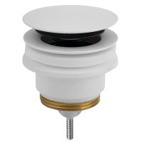 Umyvadlová výpust 5/4“, click-clack, velká zátka, 10-45mm, bílá mat Umyvadlová výpust 5/4“, click-clack, velká zátka, 10-45mm, bílá mat