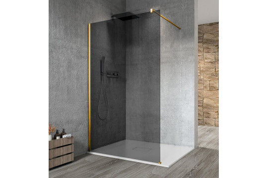 VARIO GOLD MATT jednodílná sprchová zástěna k instalaci ke stěně, kouřové sklo, 1300 mm