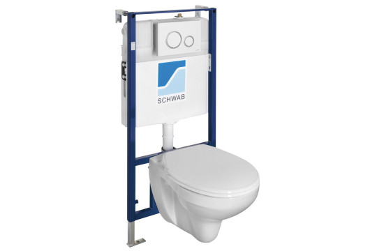 Závěsné WC TAURUS s podomítkovou nádržkou a tlačítkem Schwab, bílá Závěsné WC TAURUS s podomítkovou nádržkou a tlačítkem Schwab, bílá
