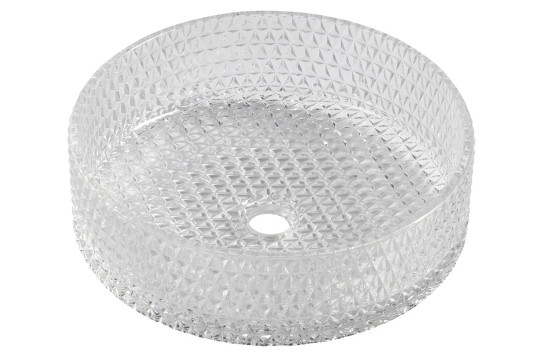 MARAGUA skleněné gravírované umyvadlo na desku Ø 39,5 cm, čirá MARAGUA skleněné gravírované umyvadlo na desku Ø 39,5 cm, čirá