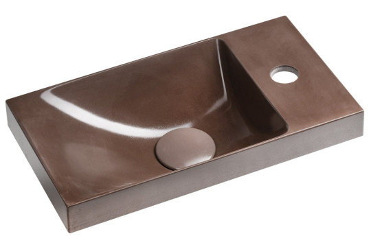 AGOS betonové umývátko 40x22cm, levé/pravé, tmavě hnědá pololesk AGOS betonové umývátko 40x22cm, levé/pravé, tmavě hnědá pololesk