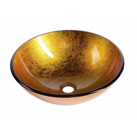 AGO skleněné umyvadlo průměr 42 cm, zlatě oranžová AGO skleněné umyvadlo průměr 42 cm, zlatě oranžová