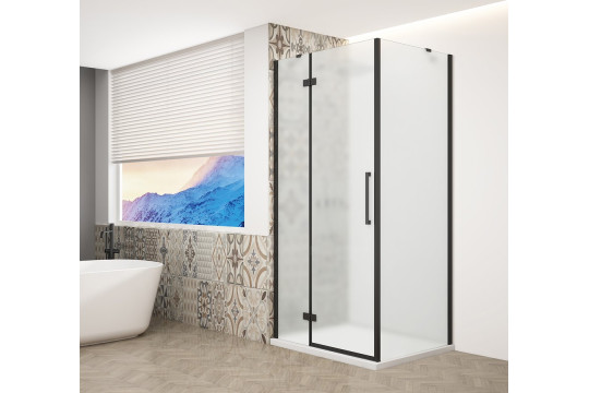 TRINITY BLACK čtvercový sprchový kout 800x800mm, matné sklo, levé