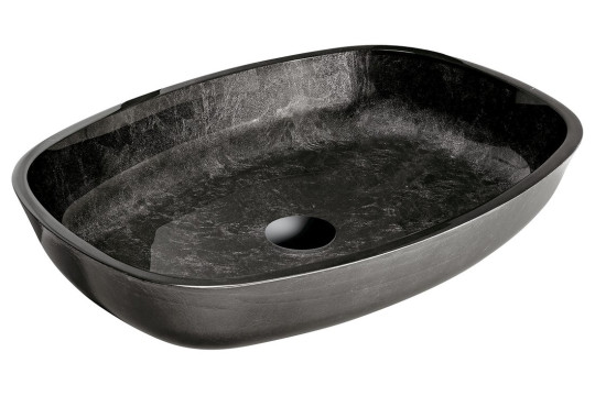 KVAORE skleněné umyvadlo 54x11x39,5 cm, černá KVAORE skleněné umyvadlo 54x11x39,5 cm, černá