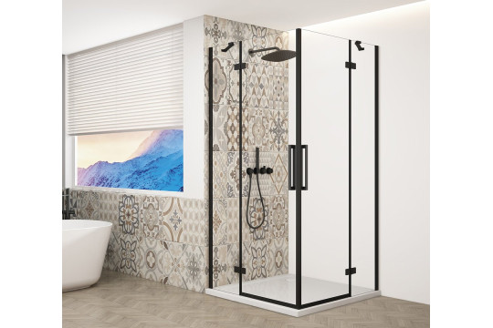 TRINITY BLACK čtvercový sprchový kout 1100x1100mm, rohový vstup, čiré sklo