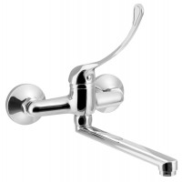 AQUALINE 35 nástěnná baterie, lékařská páka, ramínko ploché, 220 mm, chrom AQUALINE 35 nástěnná baterie, lékařská páka, ramínko ploché, 220 mm, chrom