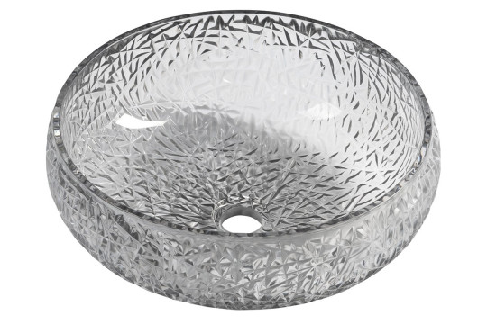 GAVIOTA skleněné gravírované umyvadlo na desku Ø 42cm, černá GAVIOTA skleněné gravírované umyvadlo na desku Ø 42cm, černá