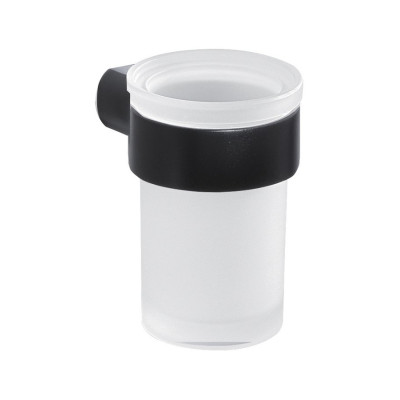 PIRENEI držák kartáčků, černá matná/sklo satin PIRENEI držák kartáčků, černá matná/sklo satin