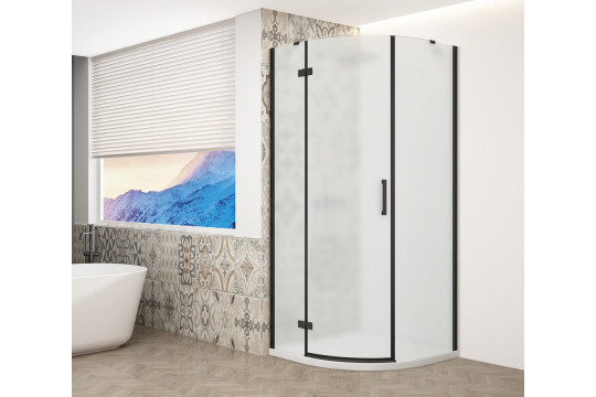 TRINITY BLACK čtvrtkruhový sprchový kout 900x900mm, matné sklo, levé