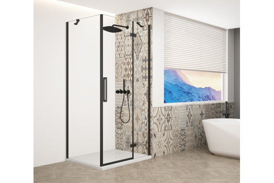 TRINITY BLACK čtvercový sprchový kout 800x800mm, čiré sklo, pravé