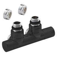 TWIN BLACK připojovací sada ventilů pro středové připojení, rozteč 50mm, černá matná TWIN BLACK připojovací sada ventilů pro středové připojení, rozteč 50mm, černá matná