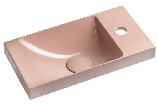 AGOS betonové umývátko 40x22cm, levé/pravé, růžová pololesk AGOS betonové umývátko 40x22cm, levé/pravé, růžová pololesk
