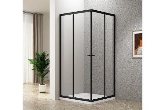 AGGA BLACK čtvercová sprchová zástěna 800x800mm, čiré sklo