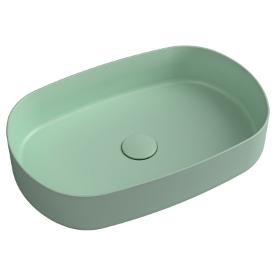 INFINITY OVAL keramické umyvadlo na desku, 55x36 cm, matná zelená mint INFINITY OVAL keramické umyvadlo na desku, 55x36 cm, matná zelená mint