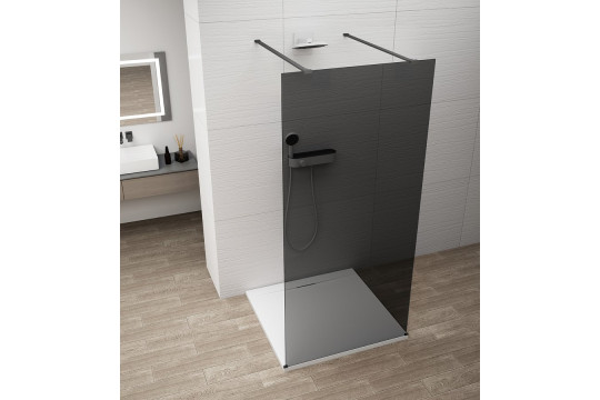 ESCA BLACK MATT jednodílná sprchová zástěna do prostoru, kouřové sklo, 1300 mm