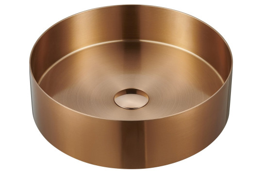 AURUM nerezové umyvadlo, průměr 38 cm, včetně výpusti, růžové zlato AURUM nerezové umyvadlo, průměr 38 cm, včetně výpusti, růžové zlato