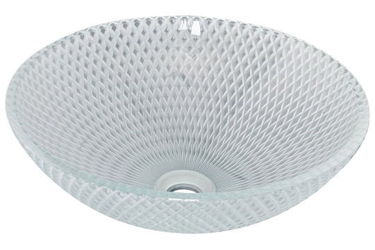 PUKETA skleněné gravírované umyvadlo, průměr 42 cm, čirá PUKETA skleněné gravírované umyvadlo, průměr 42 cm, čirá