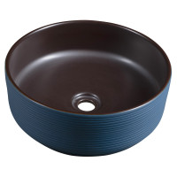 PRIORI keramické umyvadlo na desku, Ø 41 cm, modrá/hnědá PRIORI keramické umyvadlo na desku, Ø 41 cm, modrá/hnědá