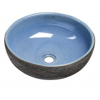 PRIORI keramické umyvadlo, průměr 41cm, 15cm, modrá/šedá PRIORI keramické umyvadlo, průměr 41cm, 15cm, modrá/šedá