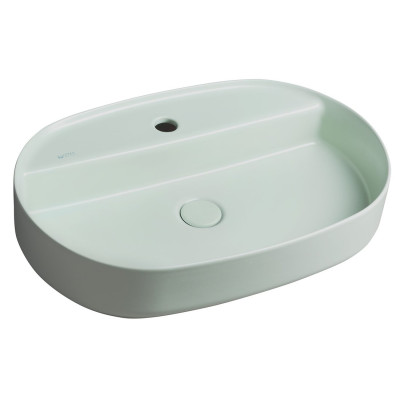 INFINITY OVAL keramické umyvadlo na desku, 60x40 cm, matná zelená mint INFINITY OVAL keramické umyvadlo na desku, 60x40 cm, matná zelená mint