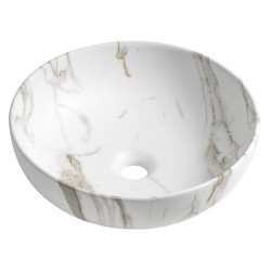 RONDANE keramické umyvadlo na desku Ø 41cm, bianco carrara