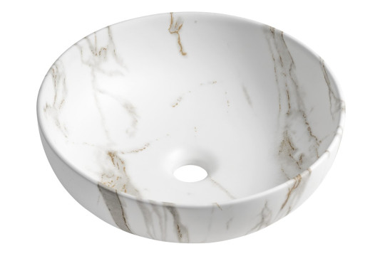 RONDANE keramické umyvadlo na desku Ø 41cm, bianco carrara RONDANE keramické umyvadlo na desku Ø 41cm, bianco carrara