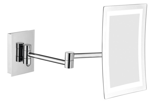 Kosmetické zrcátko s LED osvětlením, hranaté, chrom Kosmetické zrcátko s LED osvětlením, hranaté, chrom