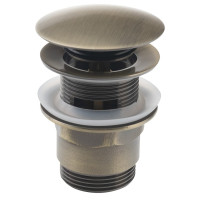 Umyvadlová výpust 5/4“, click-clack, velká zátka, tl.30-45mm, bronz Umyvadlová výpust 5/4“, click-clack, velká zátka, tl.30-45mm, bronz