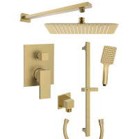 CUBEMIX podomítkový sprchový set s pákovou baterií, 2 výstupy, posuvný držák sprchy, zlato mat CUBEMIX podomítkový sprchový set s pákovou baterií, 2 výstupy, posuvný držák sprchy, zlato mat