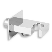 Stěnový vývod hranatý s držákem sprchy 1/2", chrom Stěnový vývod hranatý s držákem sprchy 1/2", chrom