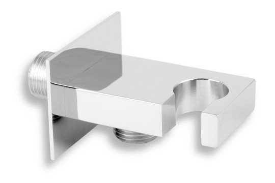 Stěnový vývod hranatý s držákem sprchy 1/2", chrom Stěnový vývod hranatý s držákem sprchy 1/2", chrom