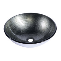 DAMAR skleněné umyvadlo průměr 42 cm, tmavě šedá/stříbrná DAMAR skleněné umyvadlo průměr 42 cm, tmavě šedá/stříbrná