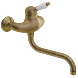 KIRKÉ WHITE nástěnná baterie, bílá páčka, bronz