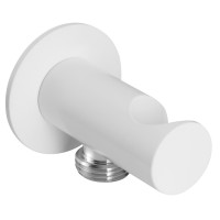 Držák sprchy kulatý, pevný, s vyústěním, bílá mat Držák sprchy kulatý, pevný, s vyústěním, bílá mat