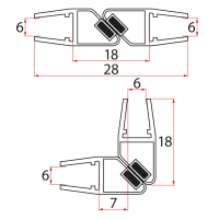 Set magnetických těsnění 45°pro sklo 6/6mm, 2000mm Set magnetických těsnění 45°pro sklo 6/6mm, 2000mm