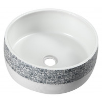 PRIORI keramické umyvadlo, průměr 40 cm, 15 cm, bílá s modrým vzorem PRIORI keramické umyvadlo, průměr 40 cm, 15 cm, bílá s modrým vzorem