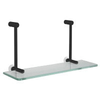 Závěsná skleněná polička na sprchovou zástěnu 400x180x125mm, černá mat Závěsná skleněná polička na sprchovou zástěnu 400x180x125mm, černá mat