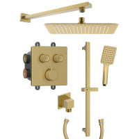 SMART SELECT podomítkový sprchový set s termostatickou baterií, 2 výstupy, posuvný držák sprchy, zlato mat SMART SELECT podomítkový sprchový set s termostatickou baterií, 2 výstupy, posuvný držák sprchy, zlato mat