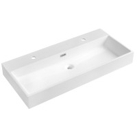 AQUATIC umyvadlo, litý mramor, 100x46cm, 2 otvory pro baterii, bílá AQUATIC umyvadlo, litý mramor, 100x46cm, 2 otvory pro baterii, bílá