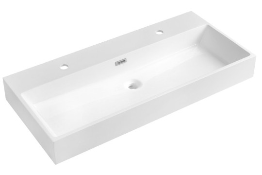 AQUATIC umyvadlo, litý mramor, 100x46cm, 2 otvory pro baterii, bílá AQUATIC umyvadlo, litý mramor, 100x46cm, 2 otvory pro baterii, bílá